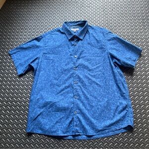 Ike By Ike Behar Men’s Blue Dark Paisley Shirt Short Sleeves Button Down XL
